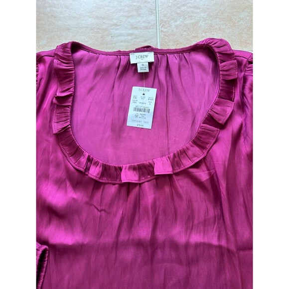 J.Crew Ruffle Neck top  Raspberry color‎ size S - Picture 6 of 13